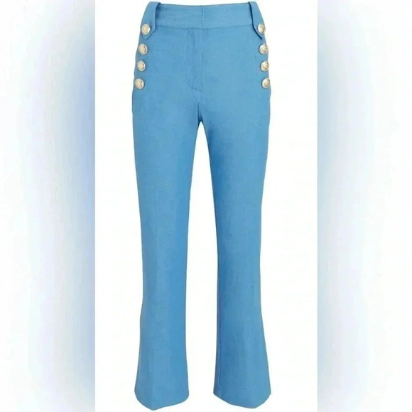 Derek Lam 10  Crosby baby blue stylish Robertson Sailor Crop a Trousers pant 12 - Picture 1 of 6